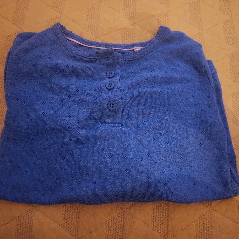 Blue Button-Up Knit Top